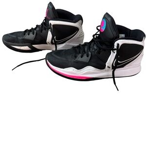 Nike Kyrie Infinity Black and White Athletic Shoes with Pink and Blue Accents